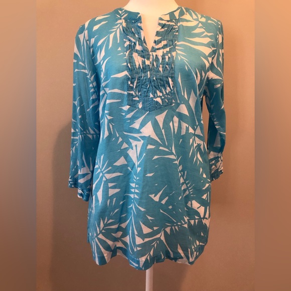 Talbots Tops - Talbots 3/4 Sleeve Blouse Blue/White Womens Small